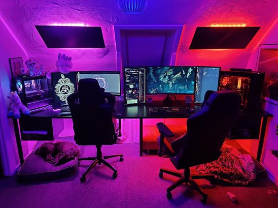 Dark Mode Gaming Room For Two Gamers