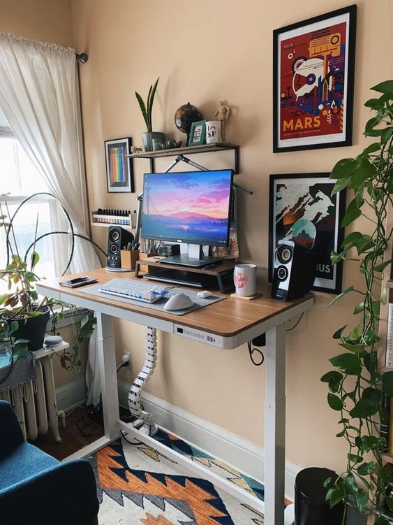 Small Room Gaming Setup With A Standing Desk